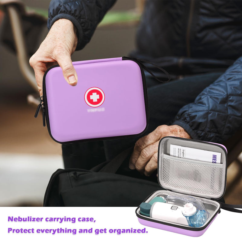 [Australia] - Carrying Case for Portable Nebulizer, Travel Medical Bag, Hard Emergency Medical Bag for Inhaler Spacer Case for Kids and Adults, Masks, Asthma Accessories Case for Medicin Purple 
