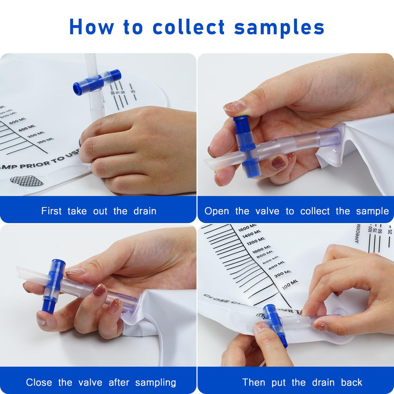 [Australia] - 5 Pack Sterile Urinary Drainage Bag,2000mL Overnight Bedside Disposable Urine Bags with Anti-Reflux Valve, 48" Tube Drainage 2000ml-5pack 