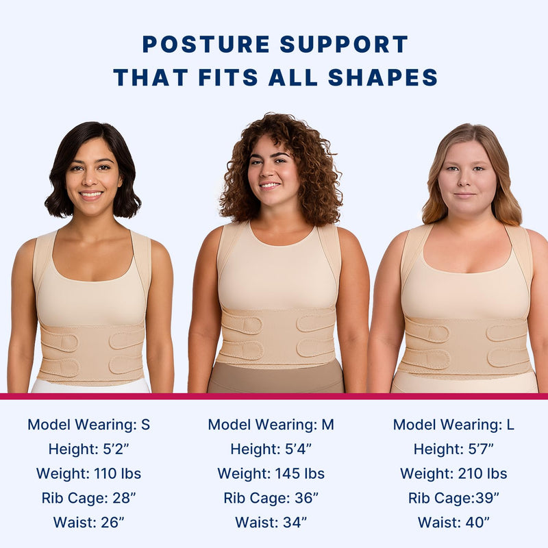 [Australia] - Fit Geno Back Brace Posture Corrector for Men & Women: Shoulder Straightener Adjustable Full Back Support Pain Relief - Scoliosis Hunchback Spine Corrector (Medium/Large) Beige Medium/Large (Waist 33"-40") 
