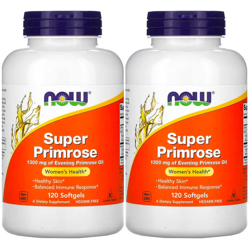 Now Foods Super Primrose 1300mg, 120 gels (Pack of 2)