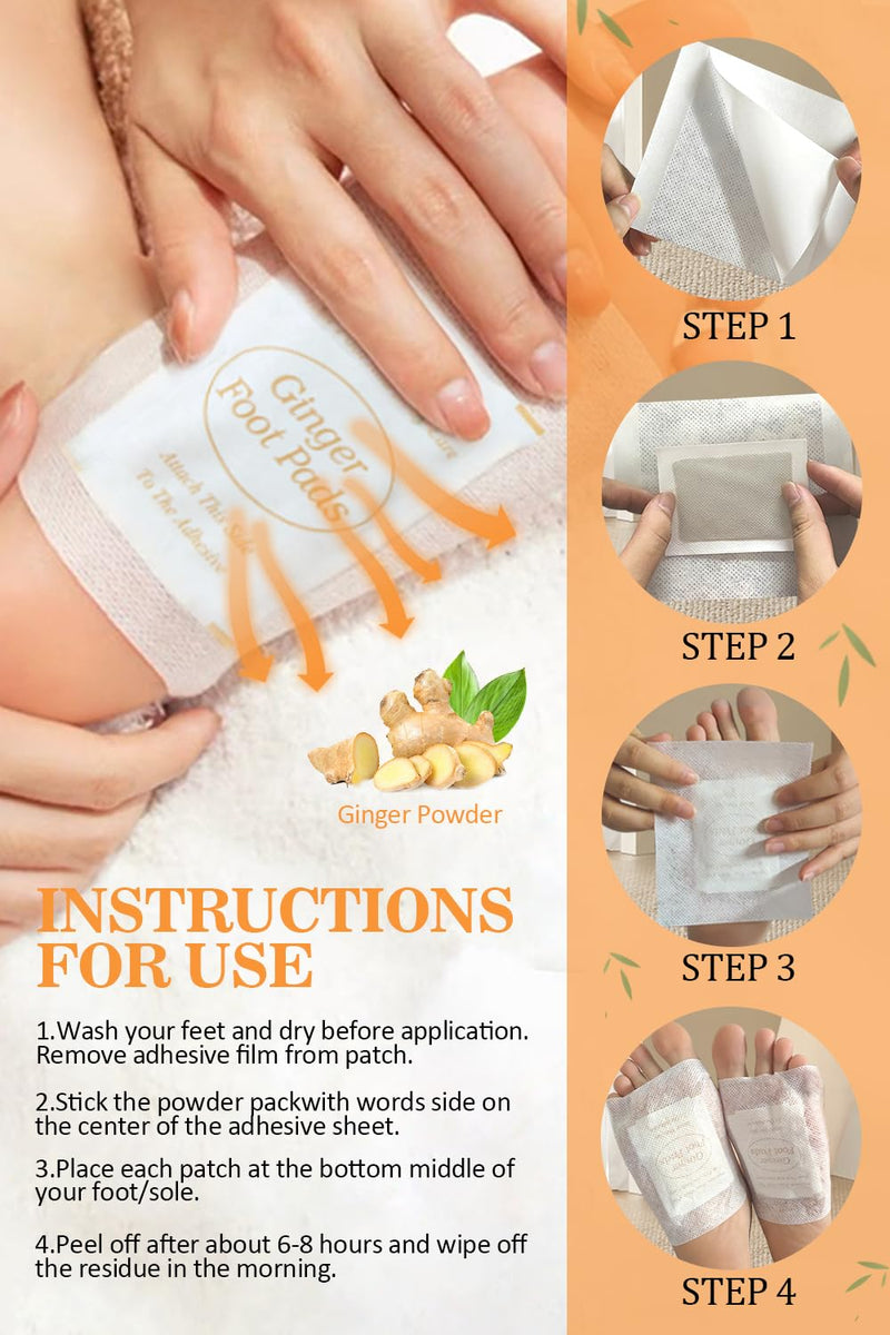 TEWEAE Foot Pads, Ginger FootPads, Natural Ginger Powder Bamboo Vinegar Foot Patches to Feel Better, Sleep Better & Relieve Stress, 20 Packs. 20 Count (Pack of 1)