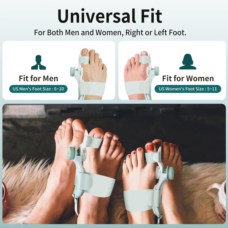 [Australia] - 2 PCS Bunion Corrector for Women Big Toe, Adjustable Brace with Knob & Angled Plates for Hallux Valgus Relief & Toe Alignment, Medium Strap Green 2 