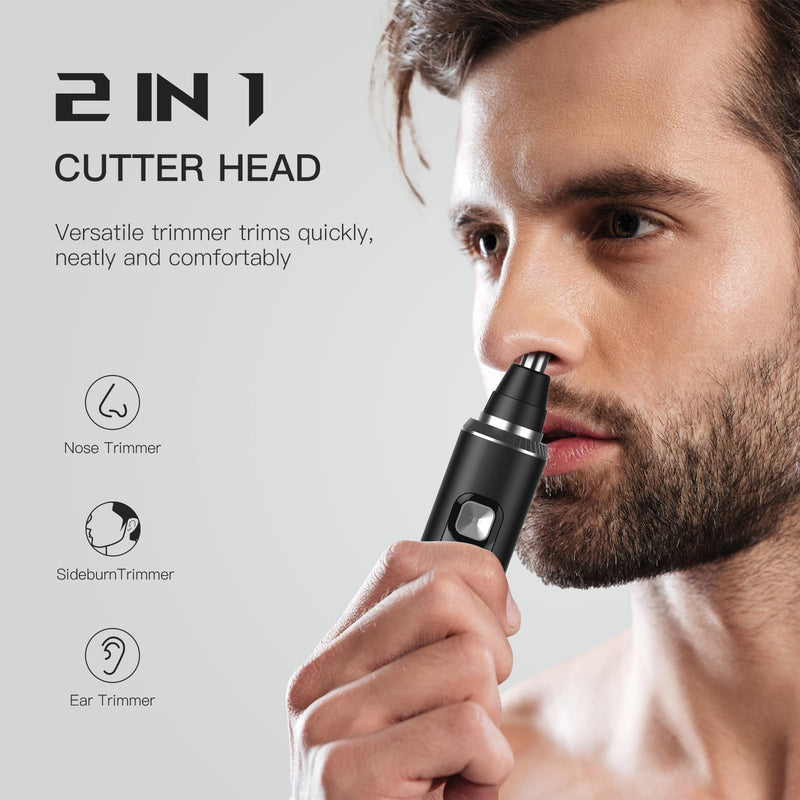 LED Display Ear and Nose Hair Trimmer Clipper for Men Women,2025 Rechargeable 2 in 1 Professional Painless Eyebrow & Facial Hair Trimmer with Powerful Motor and Dual-Edge Blades Easy Cleansing