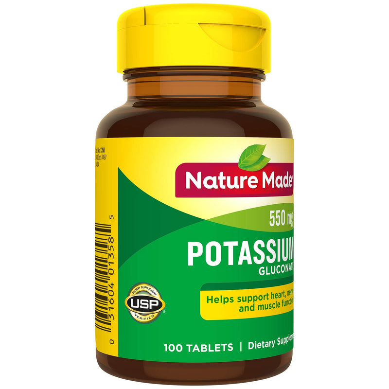 [Australia] - Nature Made Potassium Gluconate 550 mg, Dietary Supplement for Heart Health Support, 100 Tablets, 100 Day Supply 100 Count (Pack of 1) 