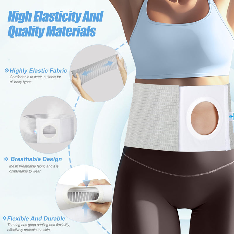 [Australia] - Adjustable Ostomy Hernia Belt - Breathable Stoma Support Belt for Colostomy & Ileostomy Bag Holder - Post Operative Care, Fit for Men & Women (L) L 