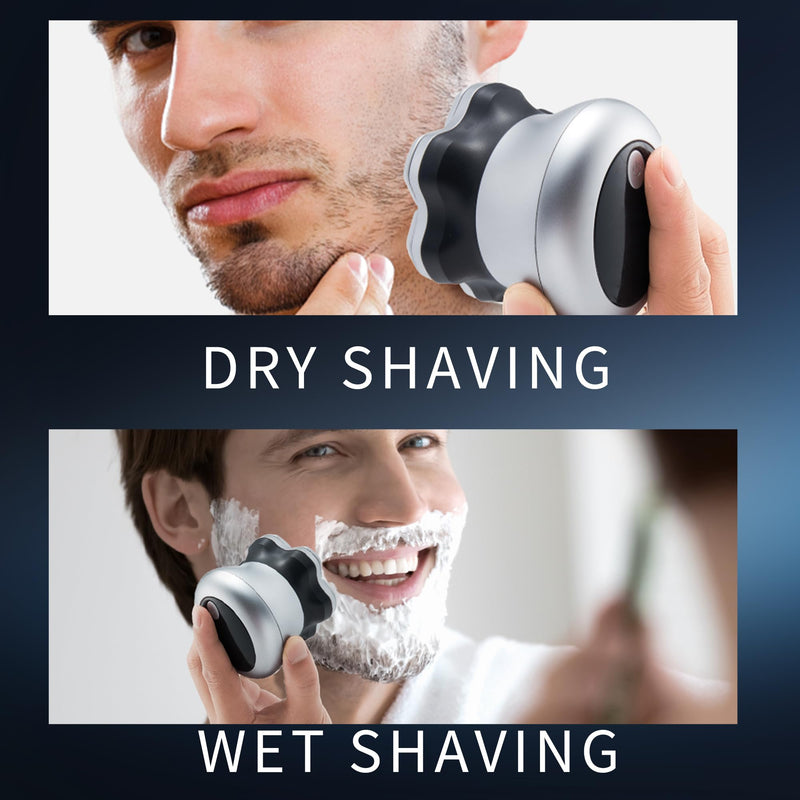 [Australia] - Bald Head Shavers for Men,Magnetic 7D Rotary Electric Shaver Bald Head,Cordless USB-C Rechargeable Face Beard Razors,IPX6 Waterproof Wet/Dry Shaving with LED Display White 