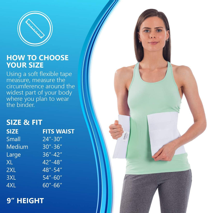 [Australia] - NYOrtho Tapered Abdominal Binder - Firm Compression Wrap - Breathable Stomach Support Post Injury or Surgery - with Contoured Body-Specific Design - 30-36 Inch Made in USA 9 Inch High 