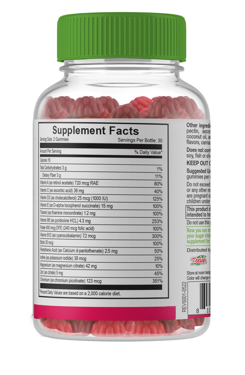 [Australia] - YUM-V'S YumVs Multivitamin Gummies | Sugar Free Supplement Vitamins for Women & Men | Chromium, Thiamine and Magnesium | Natural Raspberry Flavor Chewables - 60 Count - (Pack of 2) Diabetic Multi Raspberry 60 Count (Pack of 2) 