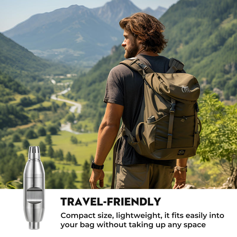 SUERBEATY Manual Nose Hair Trimmer for Men, Battery-Free, 304 Stainless Steel with R-Type Blades, Silent, Waterproof & Travel-Friendly, Painless Grooming for Daily/Office/Travel Silver