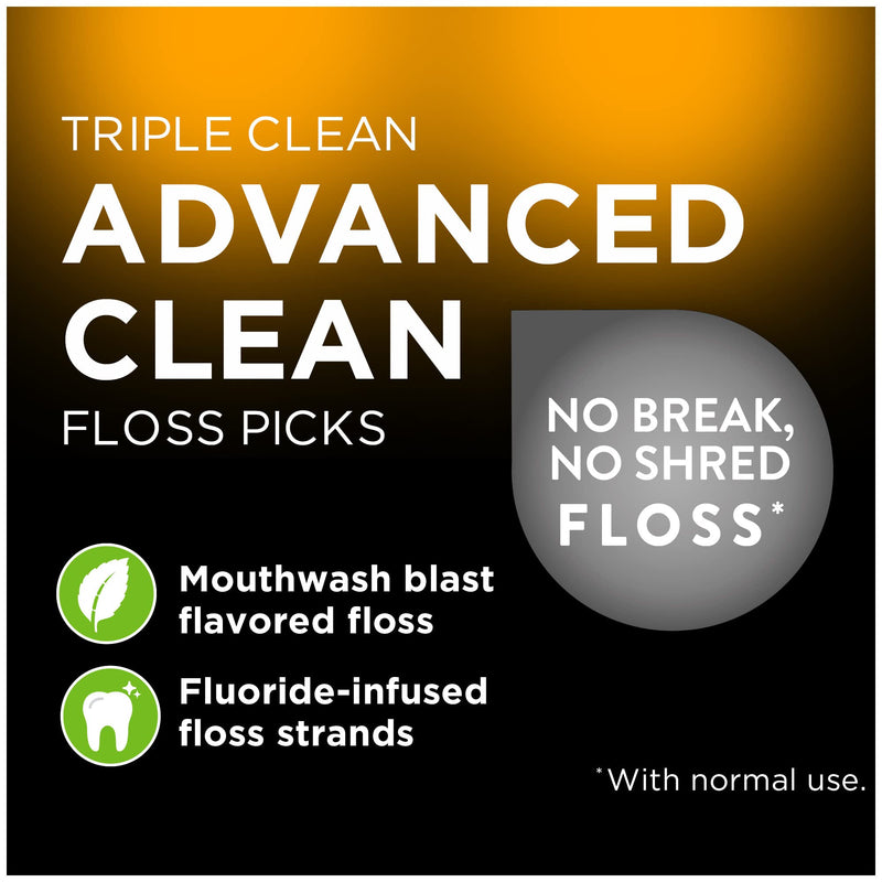 [Australia] - DenTek Triple Clean Advanced Clean Floss Picks, No Break & No Shred Floss, 75 Count, 3 Pack 75 Count (Pack of 3) 