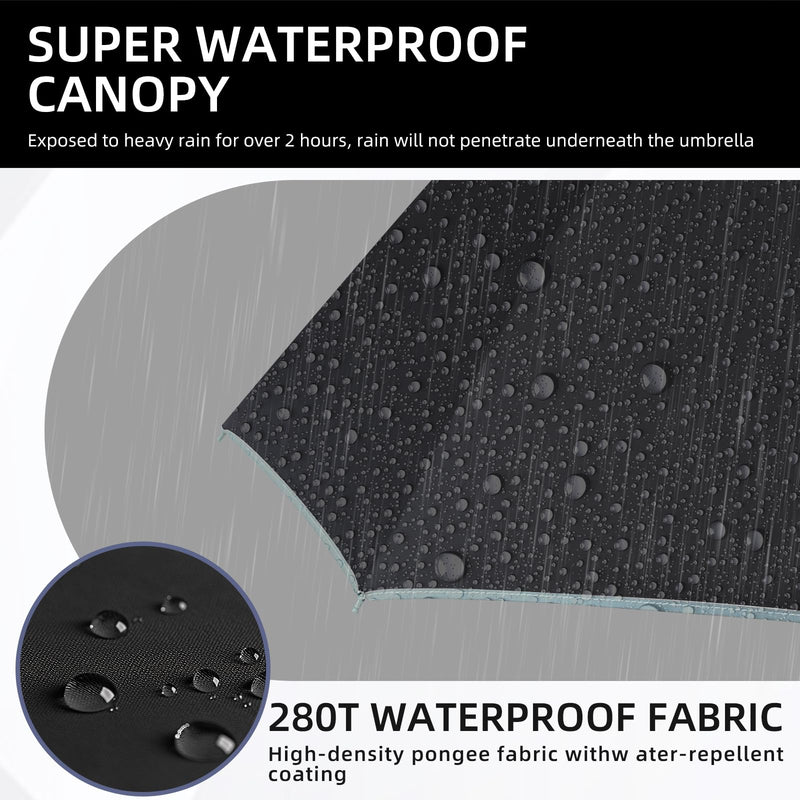 50in Inverted Folding Travel Umbrella – Windproof 10Ribs Upside Down Umbrella with Carabiner Handle, Rain Sun Protection for Women Men (Black) Black + Black