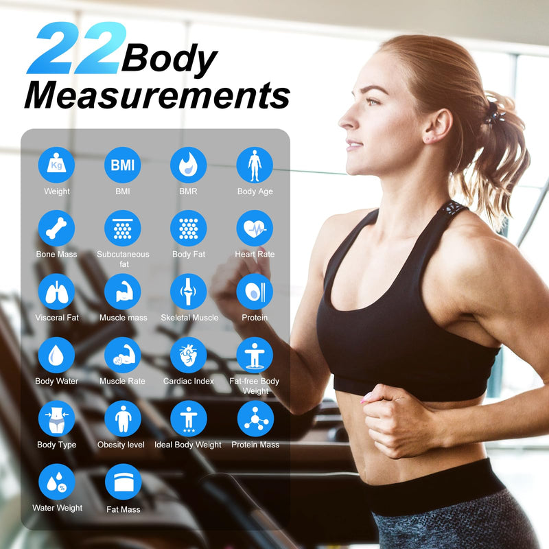 [Australia] - Body fat scales with large display, ultra precision scales with body fat and muscle mass, personal scales with body fat analysis, people scales with 22 measurements, heart rate, BMI, body analysis scales 