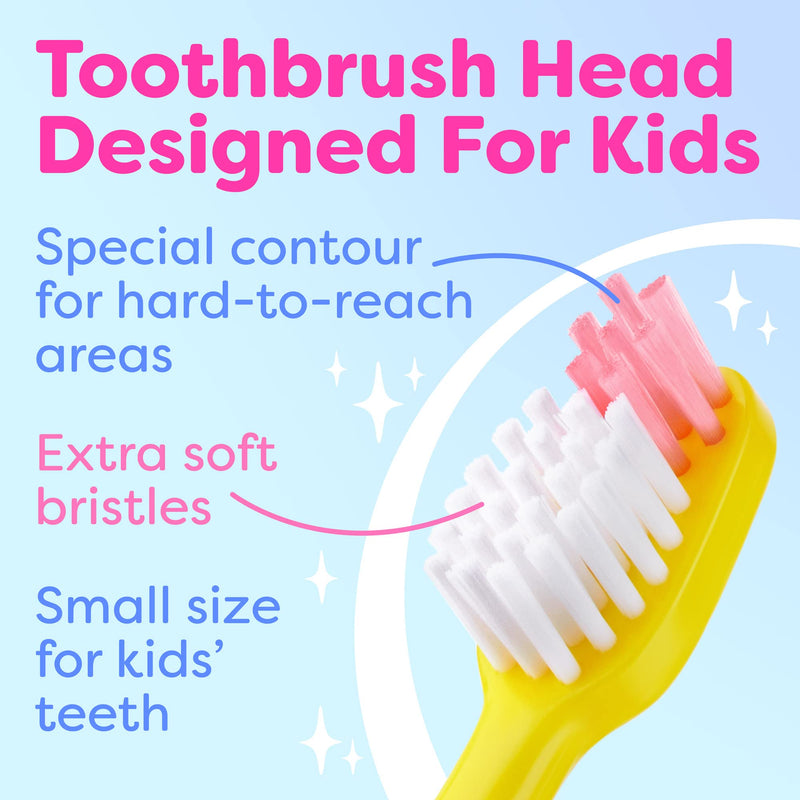 [Australia] - Kids Toothbrush 4 Pack - Soft Bristles with Suction Cup - Toothbrush Kids, Child Sized Brush Heads, 3-10 Year Old Kid Toothbrush with Easy Storage - Toddler, Girl and Boy Set (4-Pack, Multi-Color) 1 Count (Pack of 4) 