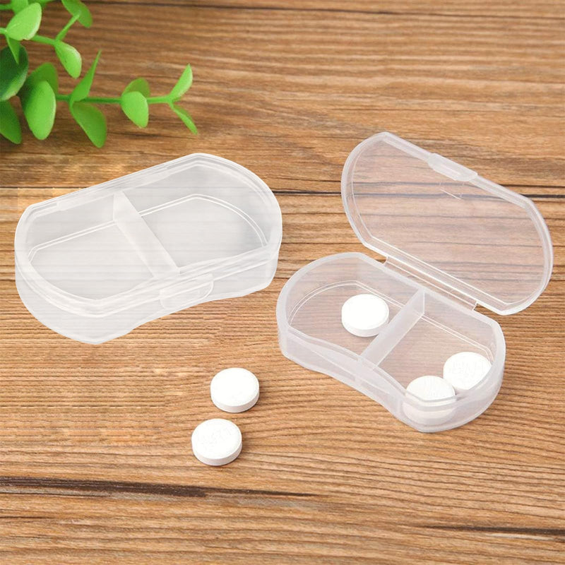 2PCS Pill Case Organizer, Daily AM & PM Containers, Medicine Holder, Ideal for Medication, Vitamin, Supplement, Perfect for Travel, Ideal for Purse (White) White 2pcs
