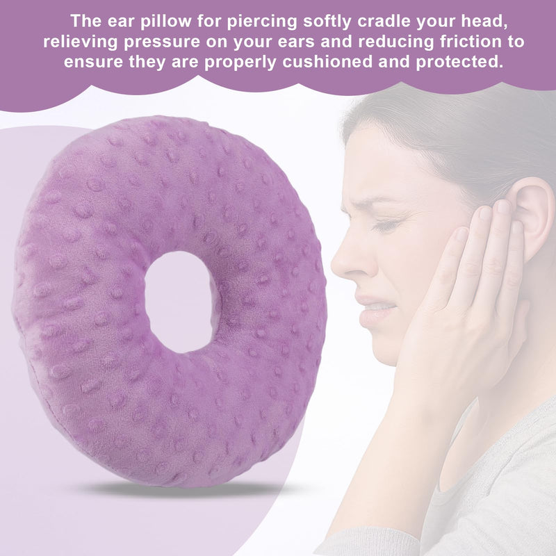 [Australia] - Ear Piercing Pillow, Soft and Comfortable Donut Pillow for Ear, Ear Pillows with Holes for Ear Pain, Piercing, Pain Relief Sleeping, Pressure Sore, Pillow with Ear Hole for Side Sleepers (Purple) Purple 