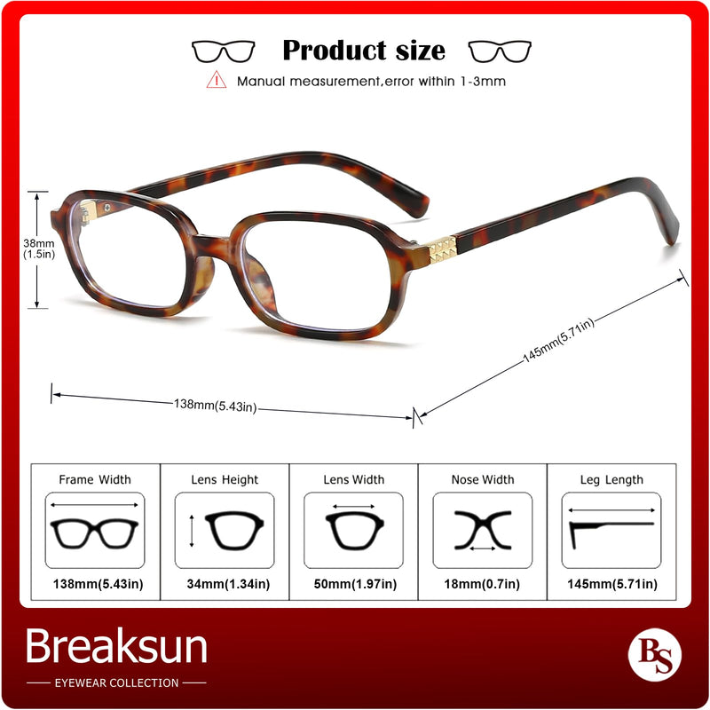 [Australia] - Retro Rectangle Glasses for Women Men Small Square Blue Light Blocking Glasses Vintage Eyeglasses A1 Tortoise 50 Millimeters 
