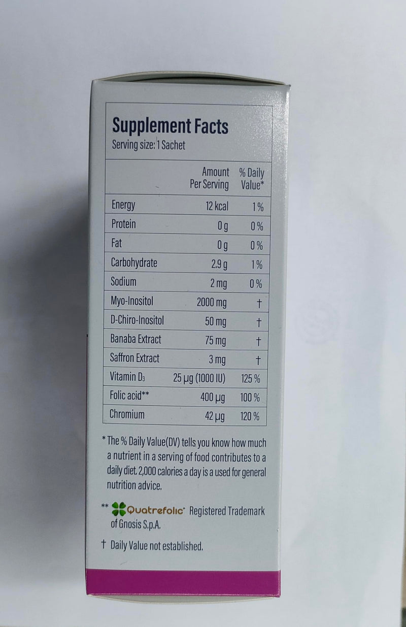 Flora Secret Ovaria Dietary Supplement, Myo-Inositol & D-Chiro-Inositol 40:1 Blend, Methylfolate, Vitamin D3, B Complex, Iron, 30 Powder Sachets