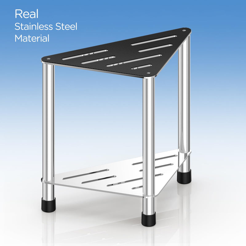 [Australia] - Stainless Steel Shower Stool for Inside Shower, 15.4'' H Shower Foot Rest, Corner Shower Stool with Storage Shelf, Shower Step for Shaving Legs, Bathroom Corner Shower Bench, Silver Medium 
