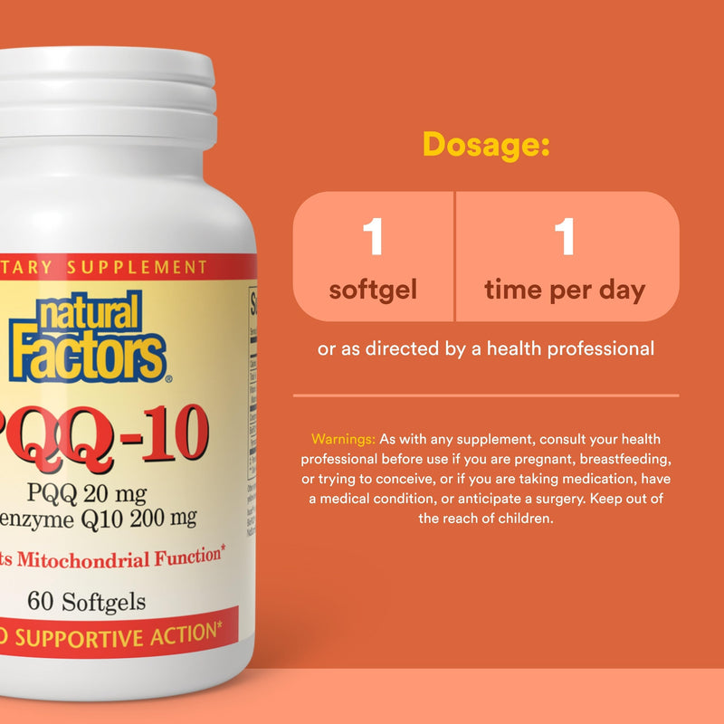 Natural Factors, PQQ-10, Supports Energy and Healthy Aging, Dietary Supplement, 60 softgels (60 servings) 60 Count (Pack of 1)