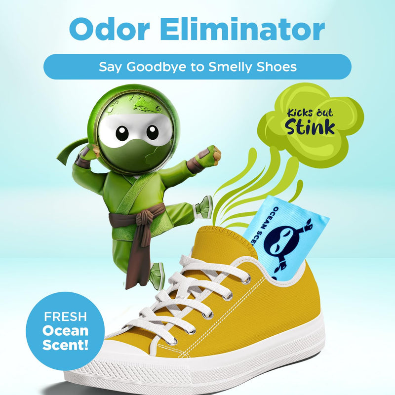 [Australia] - Shoe Ninja Shoe Deodorizer - Shoe Odor Elimination with Activated Charcoal, Versatile and Reusable Shoe Smell Remover, Boxing Glove Deodorizer, and Shoe Freshener, Great for Sports - 1 Pack Count of 2 Ocean 1 Count (Pack of 2) 