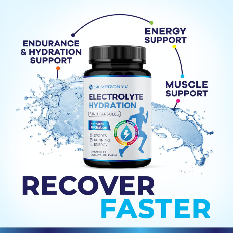 Electrolytes Supplement - Sugar Free, Advanced Hydration Complex with Sodium Chloride, Magnesium, Potassium, Calcium, Vitamin D3 - Best Hydrating Mineral Salt Pills - Vegan & Keto - 120 Capsules 120 Count (Pack of 1)