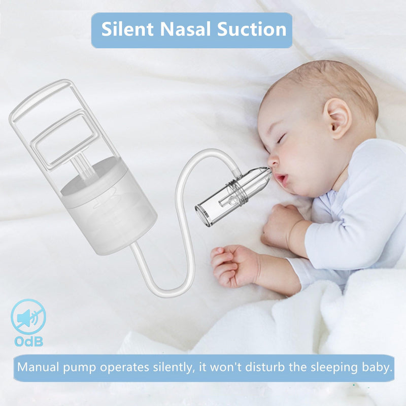 [Australia] - Nasal Aspirator for Baby, Baby Nose Sucker, Booger Sucker with Hand Pump and Non-Invasive Tip to Clear Clogged Passages and Boogers (Translucent White, Standard) Translucent White 