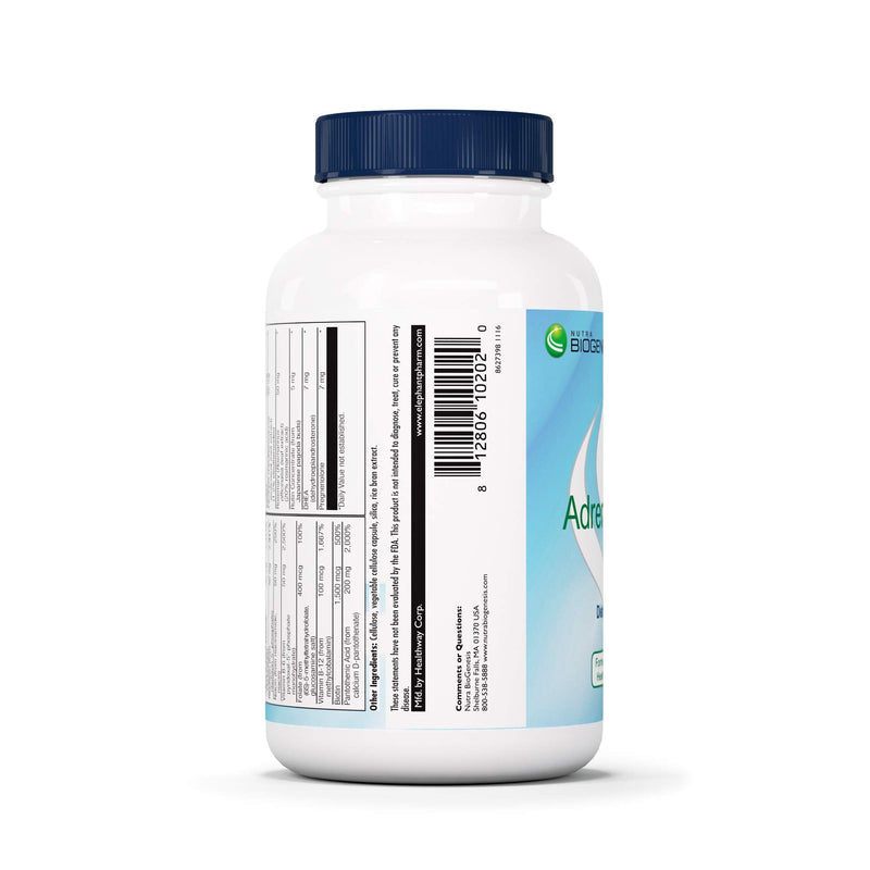 Nutra Biogenesis Adrenal Support Supplement for Women & Men, 60 Capsules | Adrenal Complex with Pregnenolone, DHEA & Herbs for Daily Calm, Energy & Focus