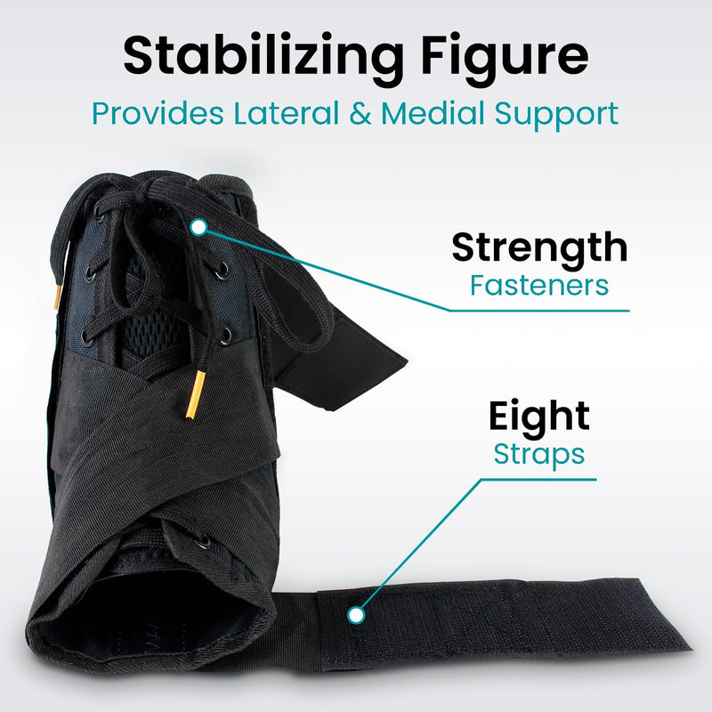 Vive Lace Up Ankle Brace - Men, Women Foot Support Stabilizer Compression Sleeve - Sprained Adjustable Leg Splint - Sprain Rolled Immobilizer Wrap Guard for Running, Volleyball, Basketball, Soccer (M) Medium (Pack of 1)