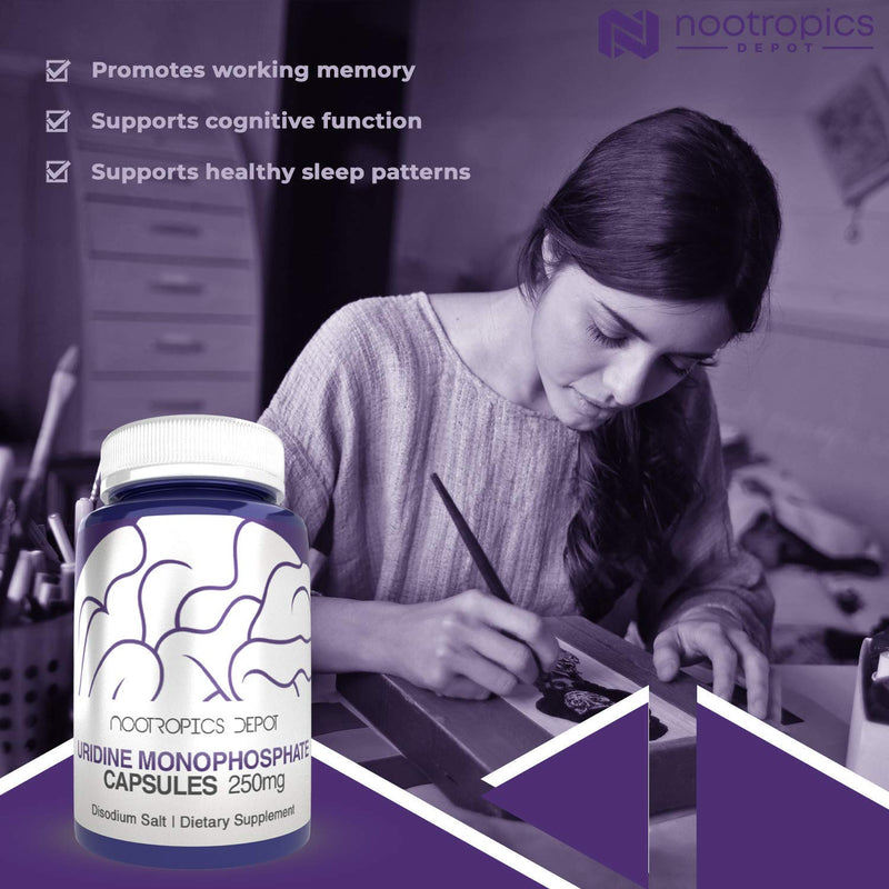 [Australia] - Nootropics Depot Uridine Monophosphate Capsules | Disodium Salt (60 Count) Cognitive Enhancer* | Nootropic | Choline Precursor 60 Count (Pack of 1) 