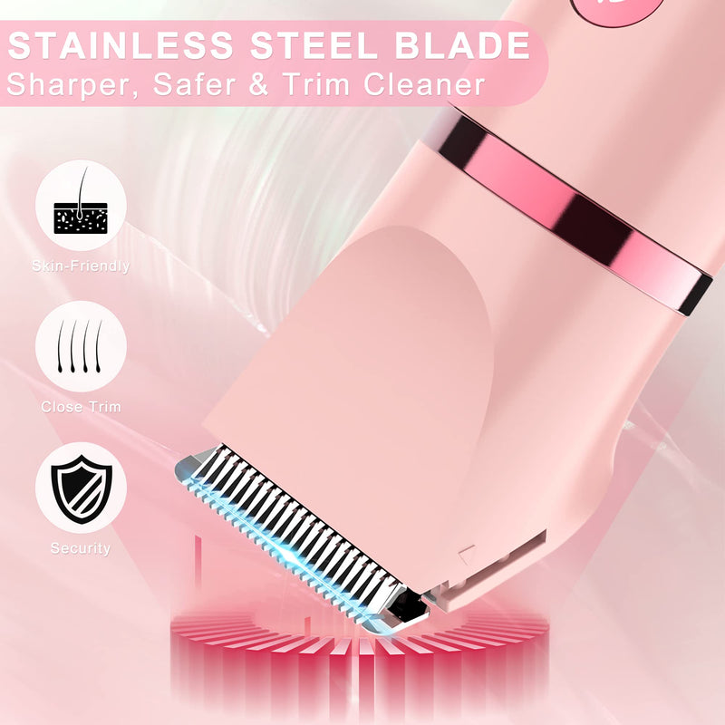 [Australia] - Electric Lady Shaver for Women - Painless Razor, Bikini Trimmer, Facial Hair Removal, Body Trimmer for Face, Legs, Underarm, Pubic - Wet and Dry Flawless 3 in 1 Pink 