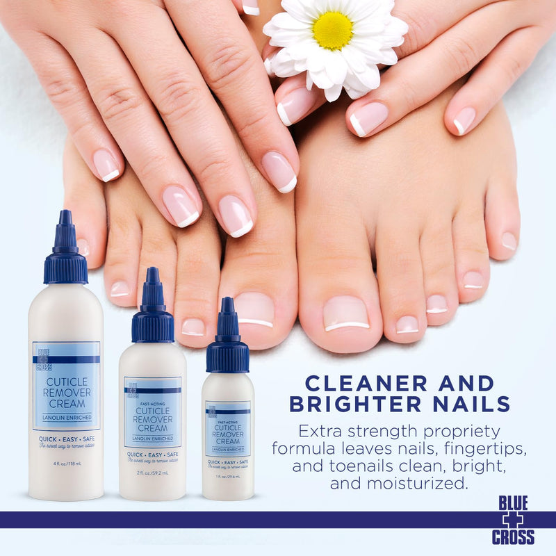 Blue Cross Ultimate Nail Care Bundle - 2oz Cuticle Remover + Softener Cream, 0.5oz Yello Out Yellow Neutralizing Basecoat + 0.5oz Nourishing Cuticle + Nail Oil, 3 Pack Bundle