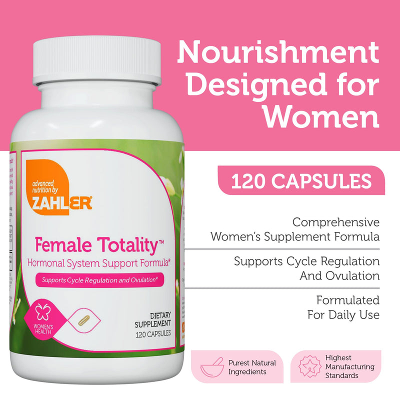 Zahler Female Totality, Fertility Supplements for Women, Fertility Prenatal Vitamins, Certified Kosher, 120 Capsules