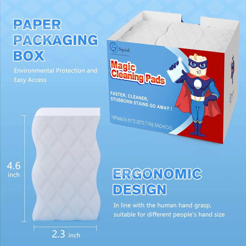 [Australia] - Squish Sponge Cleaning Pads, 18 Pack for Walls, Oven, Kitchen - With Melamine Foam, Universal Cleaner 