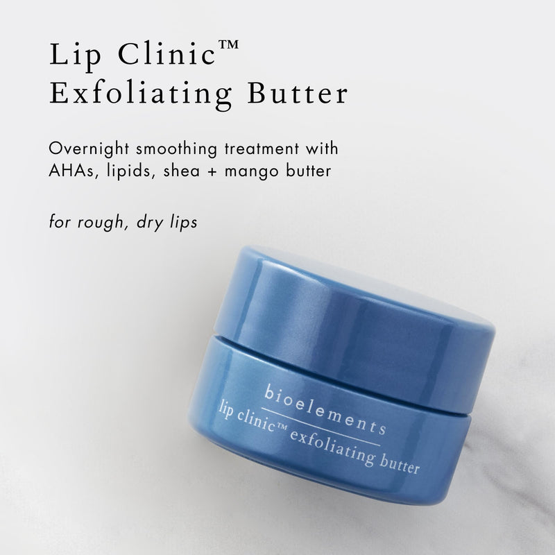 Bioelements Lip Clinic Exfoliating Butter - 0.33 fl oz - Overnight Smoothing Treatment with AHAs, Lipids, Shea & Mango Butter - Vegan, Gluten Free - Never Tested on Animals