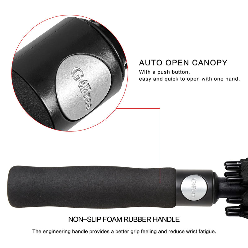 G4Free 62" Automatic Open Golf Umbrella + 46" Automatic Windproof Travel Umbrella, Double Canopy, Black