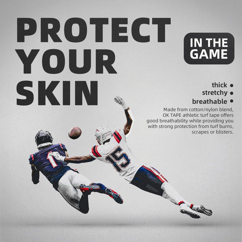 OK TAPE Turf Tape Football, Extra Wide Turf Tape for Turf Burn, White Kinesiology Tape Waterproof, Durable and Super Sticky, 4in x 21ft (4in x 15.75in/16pcs)