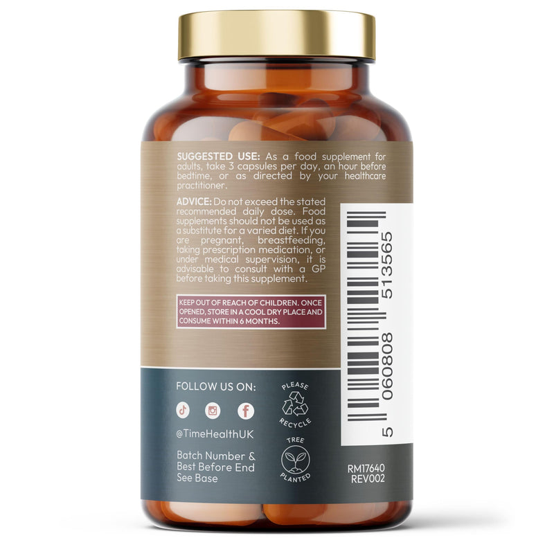 Night Time Complex – Magtein® Magnesium, Natural L-Theanine & Liposomal Apigenin – Sleep Support – 90 Capsules – UK Made to GMP & HACCP Standards – Zero Additives – Vegan Supplement