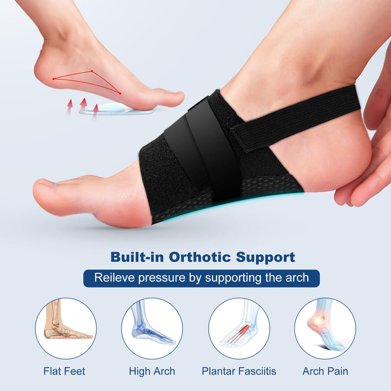 [Australia] - Healrecux Arch Bandages for Plantar Fasciitis, Arch Support Adjustable Women Men, Arch Support, Flat Foot Bandage Flat Feet, Arch Pain Pain Relief Black/Green Adjustable Size 