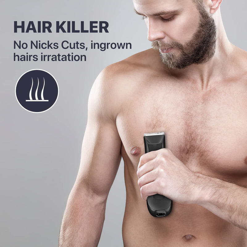 [Australia] - Cordless Ceramic Hair Trimmer for Men, Body Groomer with Adjustable Blade Bikini/Pubic Hair Trimmer for Men Women - Ideal for Home and Professional Use, Male Razor IPX7 Waterproof 