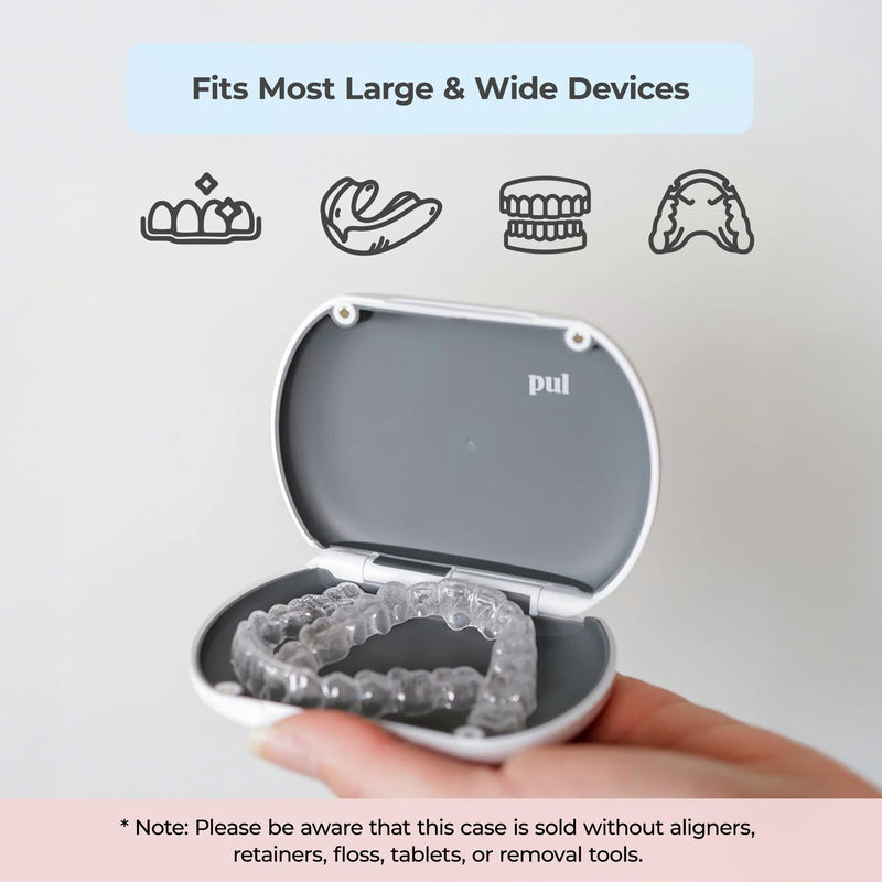 [Australia] - PUL Clear Aligner & Retainer Case ‚Äì for Invisalign, Partial Dentures, Mouth & Night Guards, PUL Removal Tool, Dental Removables ‚Äì Plastic Holder w/Secure Magnet Closure, Sleek & Slim Design ‚Äì Gray 