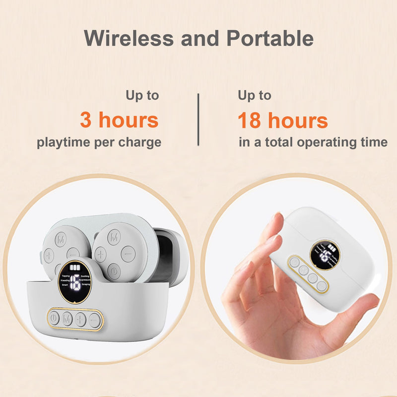 [Australia] - Portable Wireless TENS Unit Muscle Stimulator - 6 Modes 16 Intensity Levels, Dual Channel TENS Machine,Reusable Pads,LED Display & Remote Control,Charging Case Included Replacement Pads Available Large 