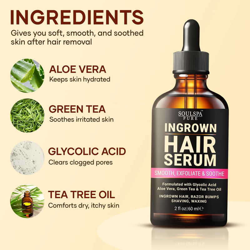 [Australia] - Ingrown Hair Serum - Powerful Razor Bump Solution for Bikini Area, Face & Brazilian Wax - Ingrown Hair Oil that Soothes, Exfoliates & Nourishes - 2 fl oz 