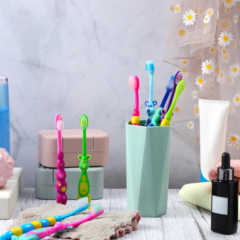 [Australia] - Toddler Toothbrush Pack - 24 Pieces, Soft Bristle Animal Toothbrushes with Covers, Suction Cup, Sensitive Teeth 