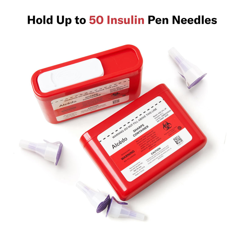 [Australia] - Alcedo Portable Sharps Container for Travel and Home Use (3-Pack), Small 0.1L Container for Diabetes Insulin Pen Needle Disposal, Biohazard Syringe Mini Container, Medical Grade 3 