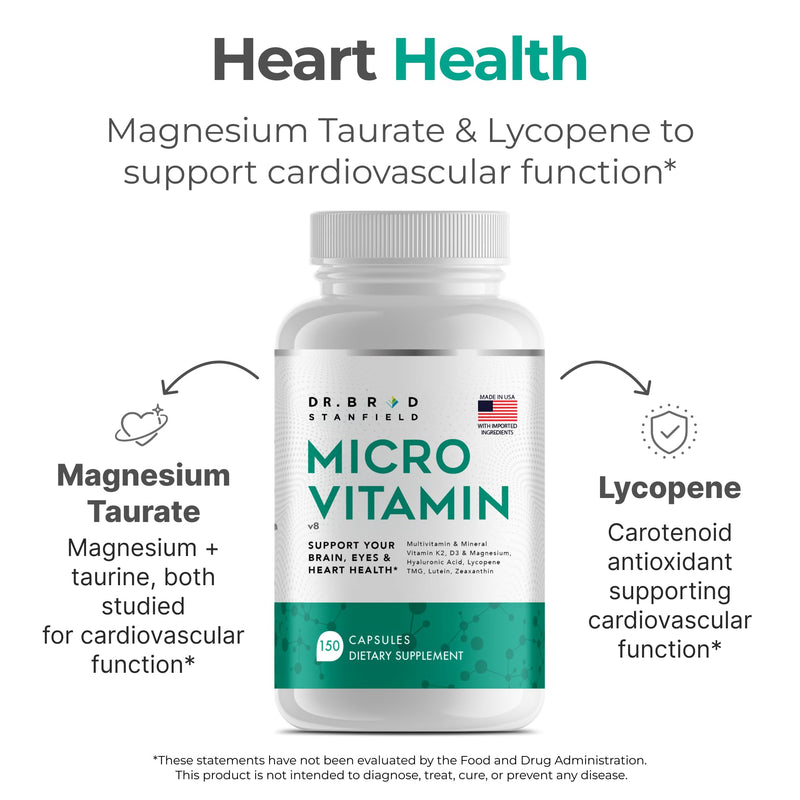 Dr Brad MicroVitamin | Methylated Multivitamin + Lutein/Zeaxanthin + D3/K2 | B-Complex (P5P, Methylfolate, Methyl-B12) + Chelated Trace Minerals + Magnesium Taurate + TMG + Hyaluronic Acid + Lycopene