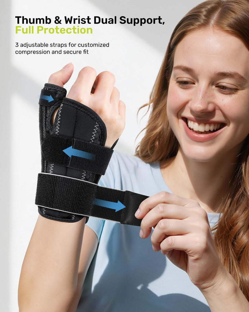 [Australia] - Wrist & Thumb Brace 5X Powerful Support, Carpal Tunnel Wrist Brace 3 Adjustable Straps, Night Thumb Splint for De Quervain's Tenosynovitis, Tendonitis Pain Relief, Left Hand, Gray S/M(5.51-7.48") S/M(5.51-7.48") 