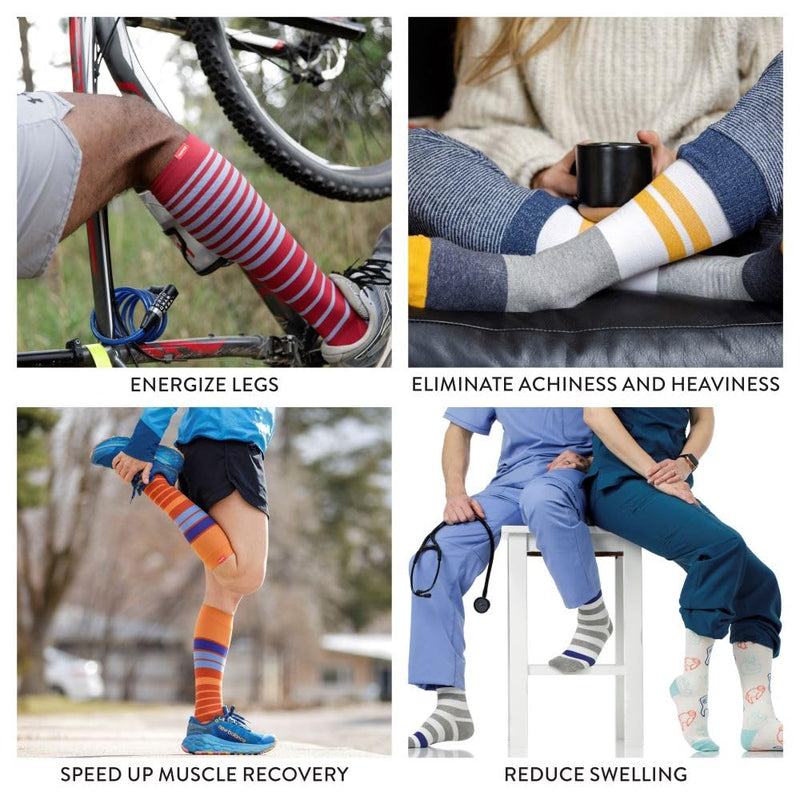 [Australia] - VIM & VIGR Cotton 15-20 mmHg Graduated Compression Socks for Women & Men (Heathered Grey & Dark Grey, Medium/Large (2)) Medium/Large (1 Pair) Heathered Grey & Dark Grey 