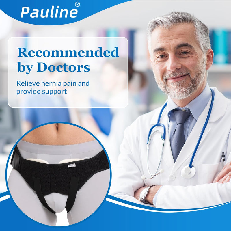 [Australia] - Inguinal Hernia Belt for Single/Double Hernia Support, Groin Hernia Truss for Men & Women Pain Relief with 2 Removable Compression Pads - Soft, Skin-friendly Fabric (Size L) 