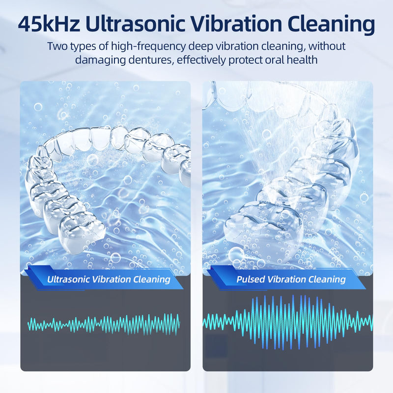 [Australia] - Ultrasonic Retainer Cleaner, Retainer Cleaner Machine for Dentures, Mouth Guards, Braces, Toothbrush Heads, Jewelry with 200ML Capacity, 45kHz Ultrasonic Cleaner, 4 Modes for All Dental Appliances 