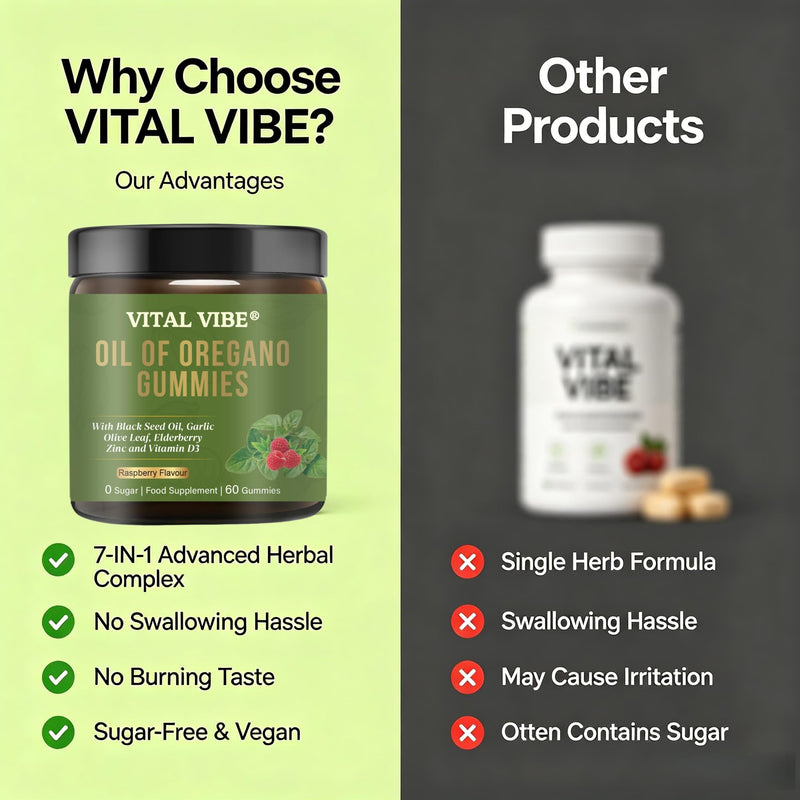 Herb Oregano Oil with Black Seed Oil Gummies | 6-in-1 Oregano Oil Supplement with Garlic, Elderberry & Vitamin D3 | Carvacrol + Thymoquinone | Immune Support & Gut Health | Sugar-Free, 60 Chewable